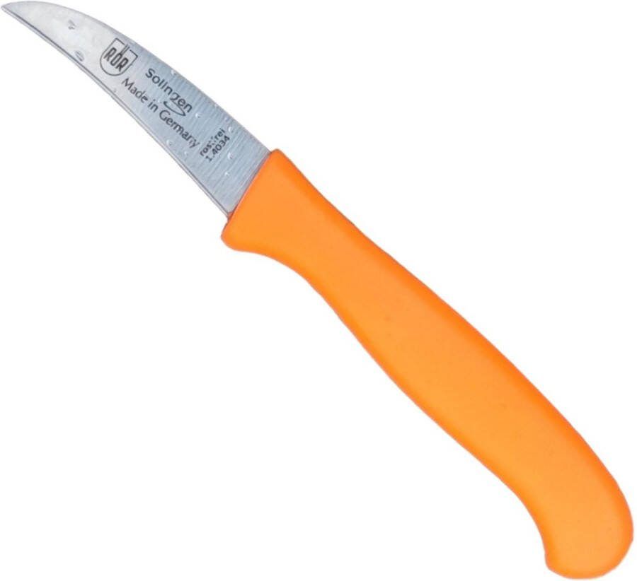 RÖR Solingen RÖR Solingen Schilmesje Krom Gebogen Kunststof Handvat RVS Lemmet Neon Oranje