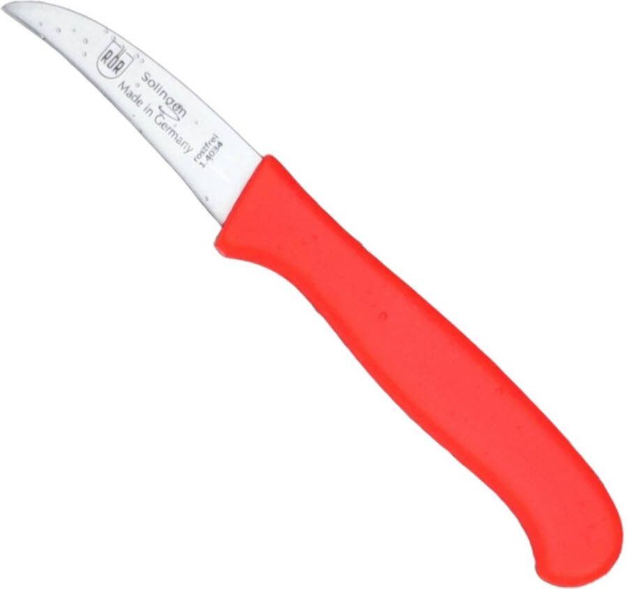 RÖR Solingen RÖR Solingen Schilmesje Krom Gebogen Kunststof Handvat RVS Lemmet Neon Rood