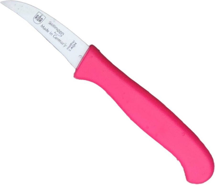 RÖR Solingen RÖR Solingen Schilmesje Krom Gebogen Kunststof Handvat RVS Lemmet Neon Roze