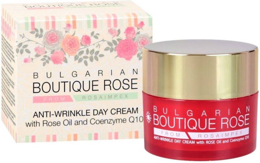 Rosa Impex Boutique Rose Dagcrème voor Vrouwen Bulgaarse Rozenolie en Q10 Anti-rimpel & Anti-aging zonder Parabenen 45ml