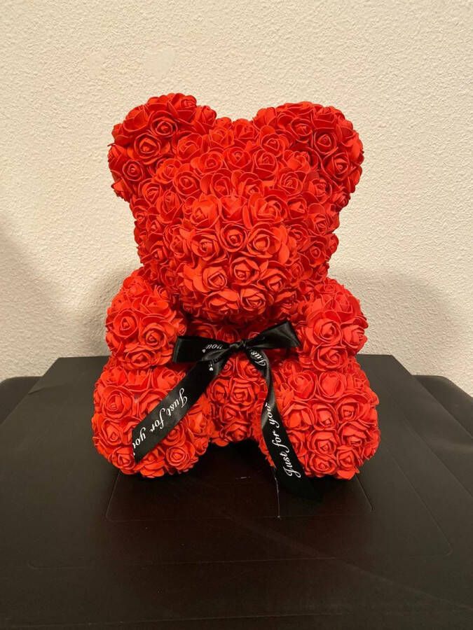 Rosesluxe Rozen teddybeer van rood kunst rozen 40cm Valentijnsdag Moederdag Verjaardag rosebear
