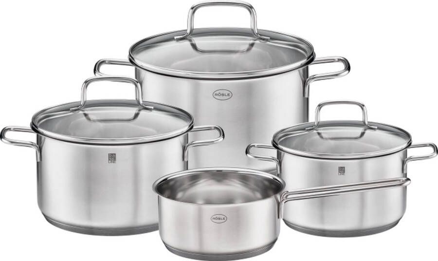 Rösle Basic Line Basic Line Pannenset Set van 4 Stuks Roestvast Staal Zilver