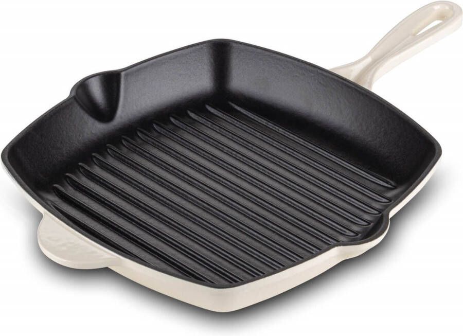 Rosmarino Gietijzeren pan Wit Ø27cm Grillpan 100% PFAS & PFOA vrij Emaille Geschikt voor alle warmtebronnen