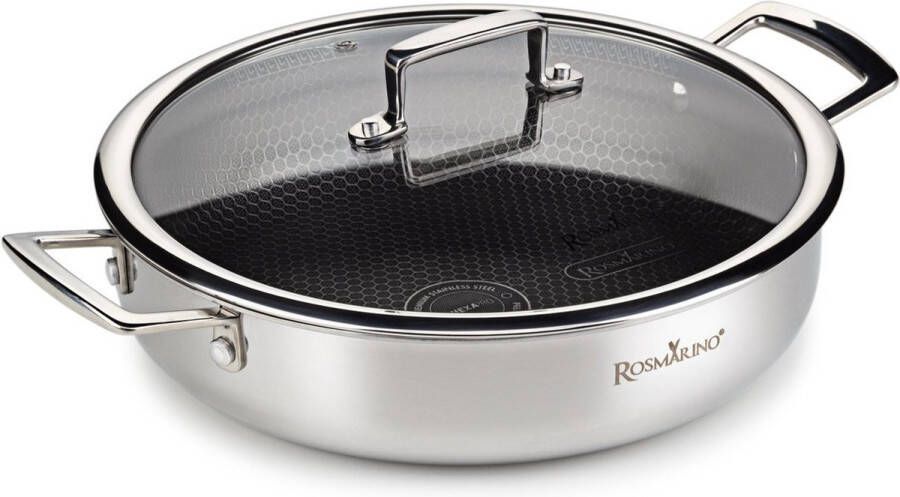 Rosmarino HexaPRO Hapjespan 28cm met Deksel Hapjespan Braadpan Inductie Hapjespan Inductie Braadpannen Geschikt voor alle warmtebronnen