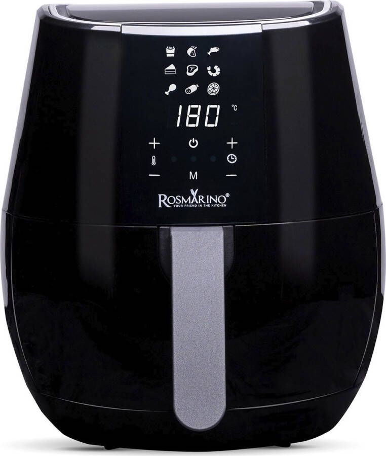 Rosmarino Infinity Airfryer Pro heteluchtfriteuse 3.5 liter touchscreen LED display 9 voorgeprogrammeerde programma's hot air heating technology 800gr friet voor het hele gezin zwart