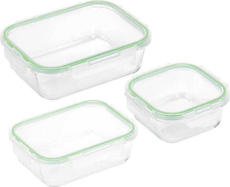 Rosmarino Meal Prep Bakjes Meal Prep Bakjes Glas Glazen Vershoudbakjes Glazen Meal Prep Bakjes Vershoudbakjes Set met Deksel Vershoudbakjes Glas 3 Stuks Vershoudbakjes