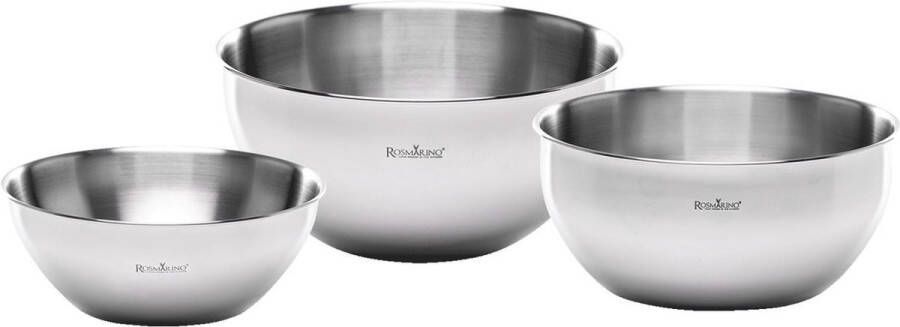 Rosmarino Pour&Cook Beslagkom Slakom Mengkom RVS 3 Stuks Beslagkom 18 cm & 21 cm & 24 cm