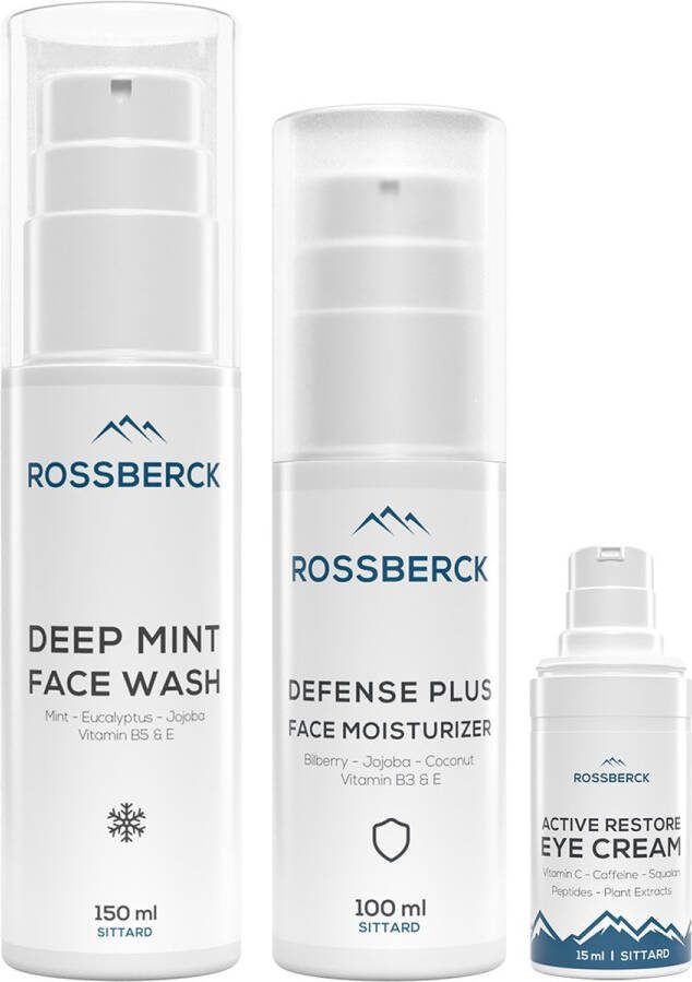 Rossberck Face Care System Gezichtsverzorging Set Mannen 3 Delig Face Wash Gezichtscrème Oogcrème