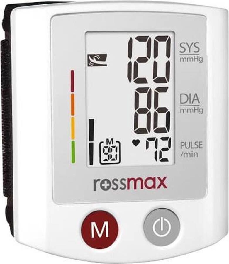 Rossmax S150 polsbloeddrukmeter Klinisch Gevalideerd Hartslagmeter Onregelmatige Hartslag Geheugen 90 Metingen Gemiddelde 3 Metingen Bewegingsdetectie Opbergzak en Batterijen 5 jaar garantie