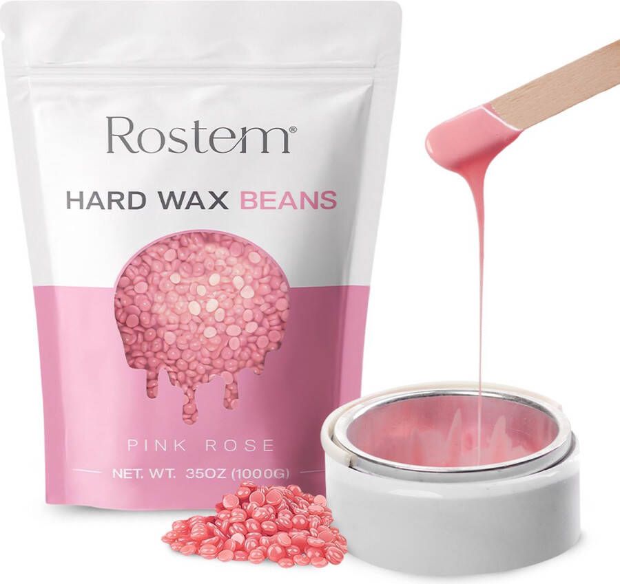 Rostem Luxe Harskorrels Hard Wax Beans Hotwax Wax Bonen Pink Rose 1KG Incl. 10 Spatels