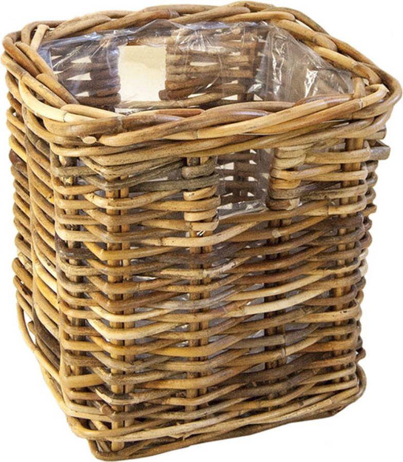 Rotanmanden.nl Rotan Houtmand vierkant 45x45x48