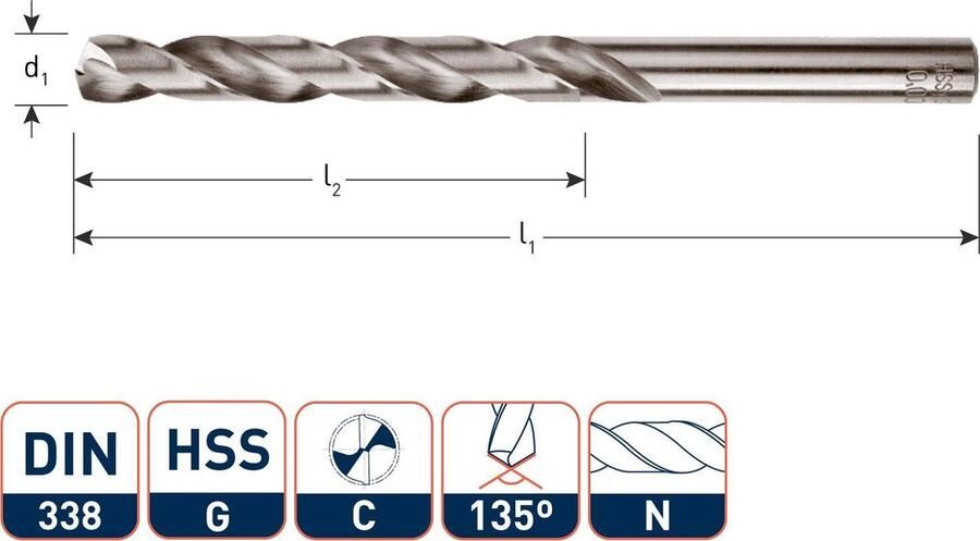 Rotec HSS-G Spiraalboor DIN338 type N 3 mm 2 st