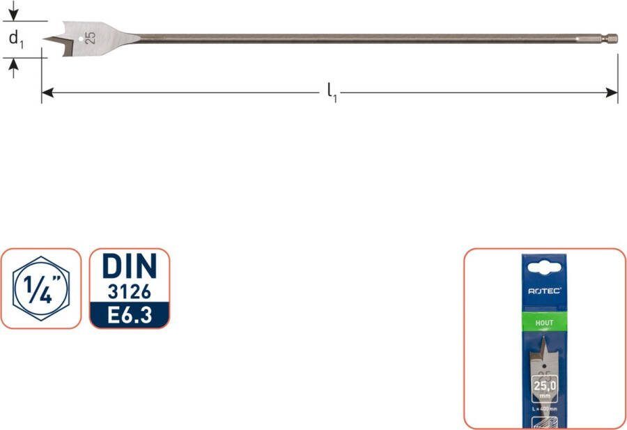 Rotec Speedboor ø1 4 bit-aansl. ø12x400