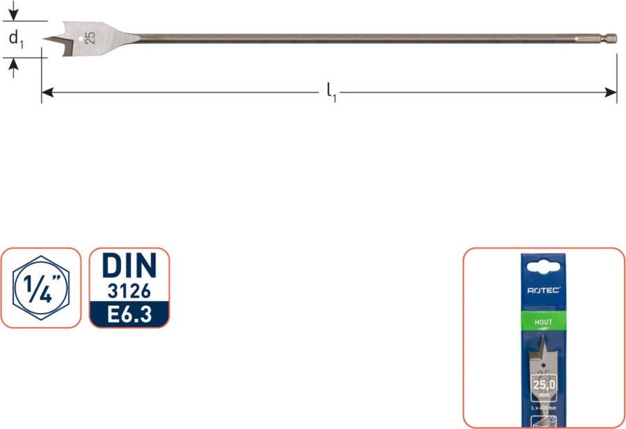 Rotec Speedboor ø1 4 bit-aansl. ø16x400