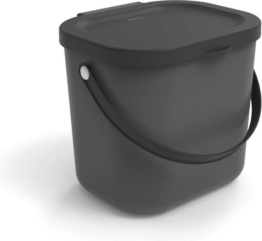 Rotho Albula Bioafvalbak 6l met deksel voor de keuken Kunststof (PP) BPA-vrij antraciet 6l (23.5 x 20.0 x 20.8 cm)