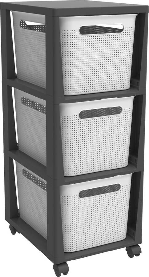 Rotho Brisen design ladekast 3 x 16 L met wielen Wit