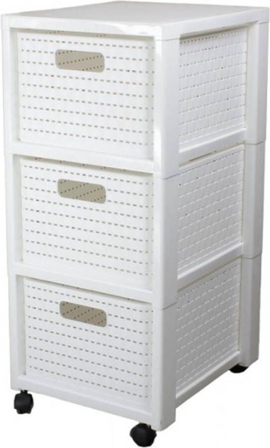 Rotho Country Ladenkast Ladesysteem plus 3 manden met witte met wielen