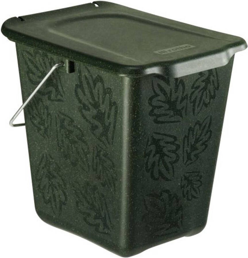 Rotho Groenafvalemmer Prullenbak op het aanrecht Afvalbak Compost GFT 7 liter Greenline Donkergroen