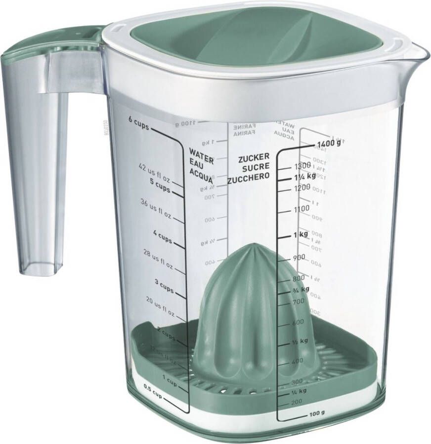 Rotho Multipurpose Maatbeker met citruspers Multifunctioneel Maat Beker Citrus Pers Loft 1 5 Liter Groen