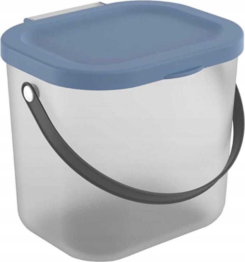Rotho Opbergcontainer met deksel 6L Opbergdoos met Handvat Gerecycled Plastic BPA-Vrij (Transparant Donkerblauw)