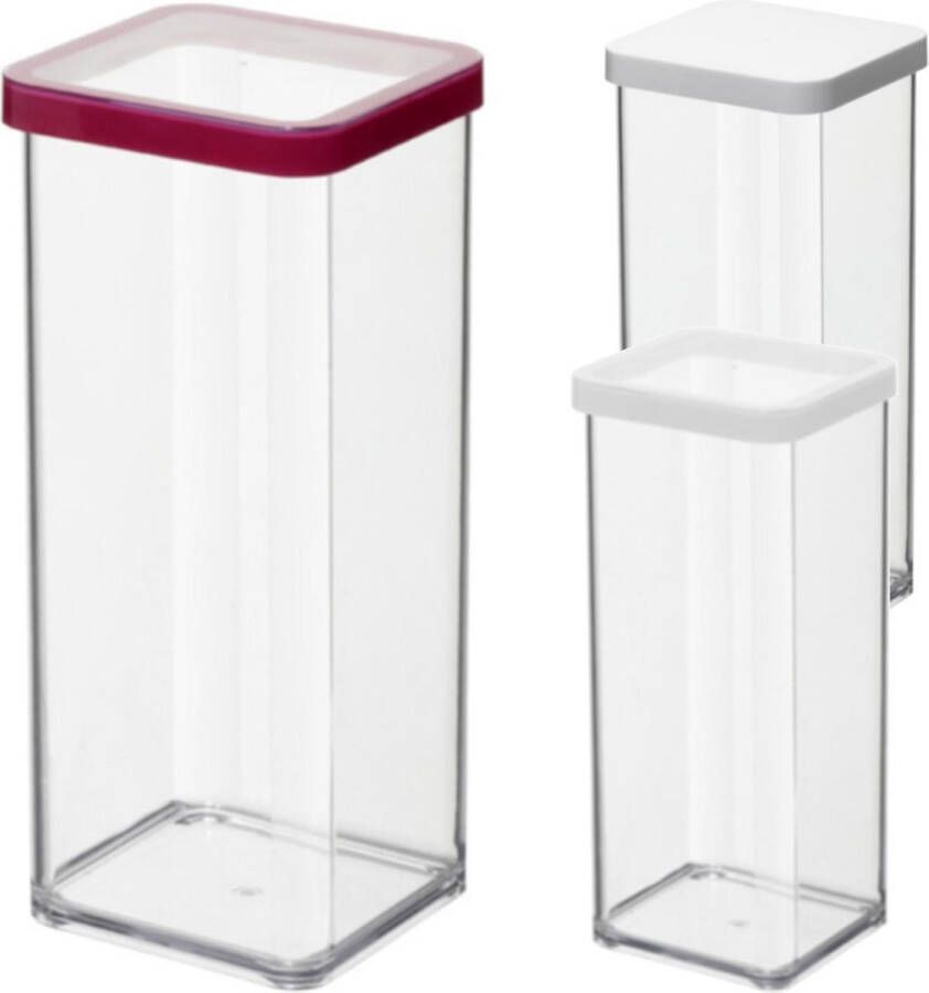 Rotho Premium Can LOFT 10x10x21 cm Transparant Rood 1500 ml