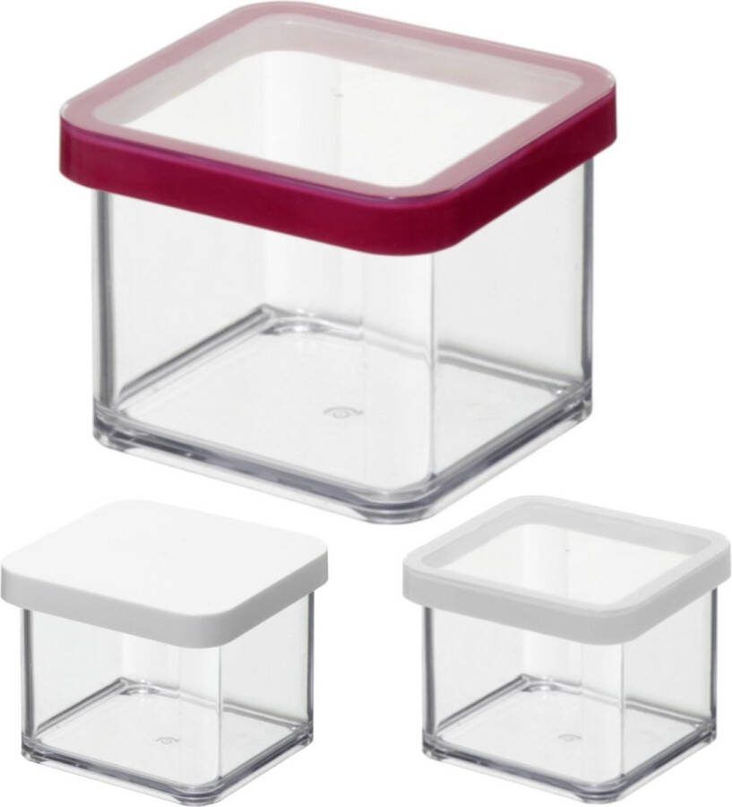 Rotho Premium Can LOFT 10x10x7 cm Transparant Rood 500 ml