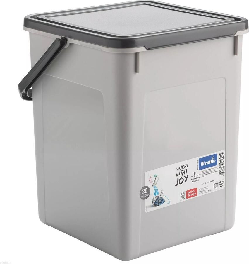 Rotho Poedercontainer opbergdoos met deksel kunststof 5 kg 9L grijs