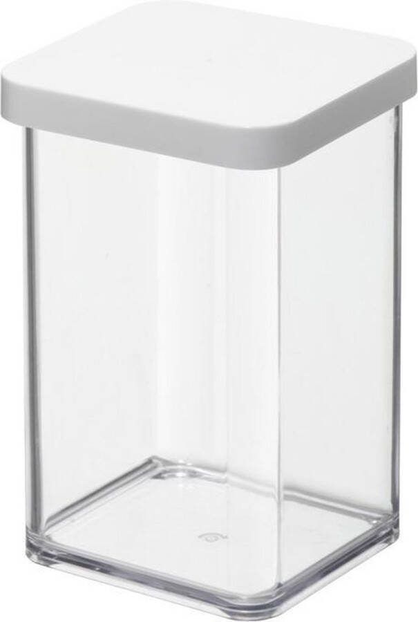 Rotho Voorraadpot Luchtdicht Voorraadbus Vershouddoos 10x10x14 cm Transparant Wit 1000 ml