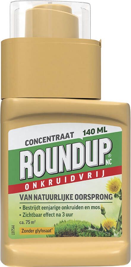 Roundup Natuurlijk Onkruidvrij Concentraat 140ml Onkruidverdelger Van natuurlijke oorsprong Zonder glyfosaat Voor ca. 75m²