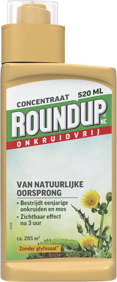 ROUNDUP Natuurlijk Onkruidvrij Concentraat 520ml Onkruidverdelger Van natuurlijke oorsprong Zonder glyfosaat Voor ca. 285m²