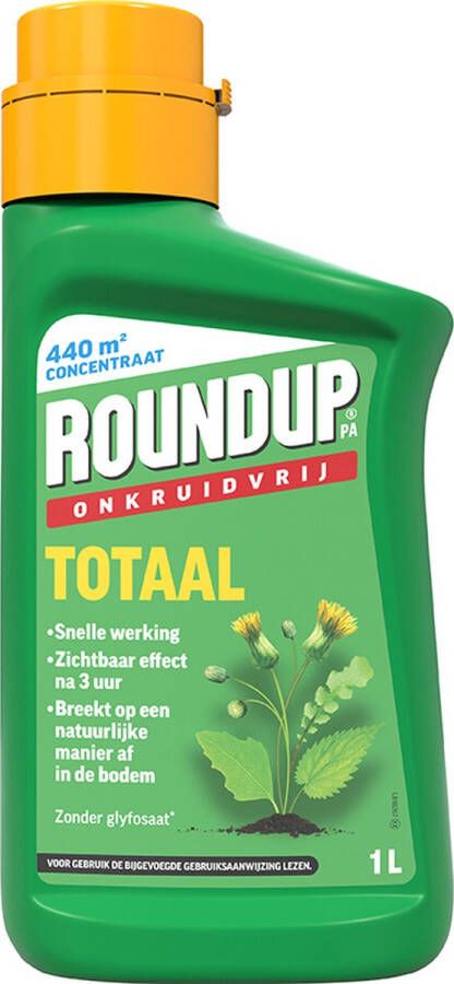 ROUNDUP Totaal Onkruidvrij Concentraat 1L voor 440m² Onkruidverdelger concentraat Onkruidverwijderaars zonder glyfosaat