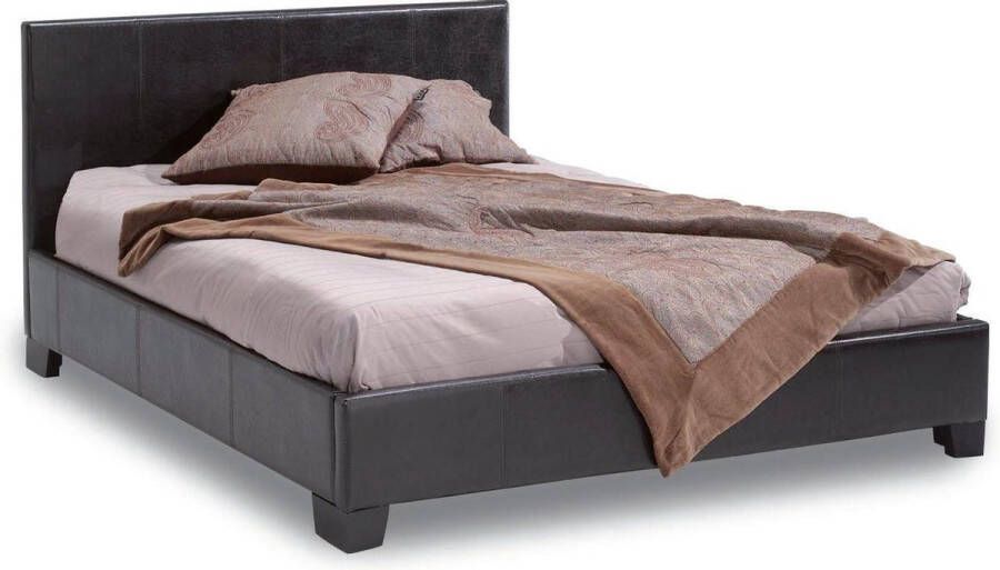 Rousseau Bed 'Roma' 140x200 + lattenb. PU Bruin (2c)