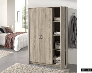 Rousseau Kledingkast Ray 120cm met 3 deuren sonoma eik