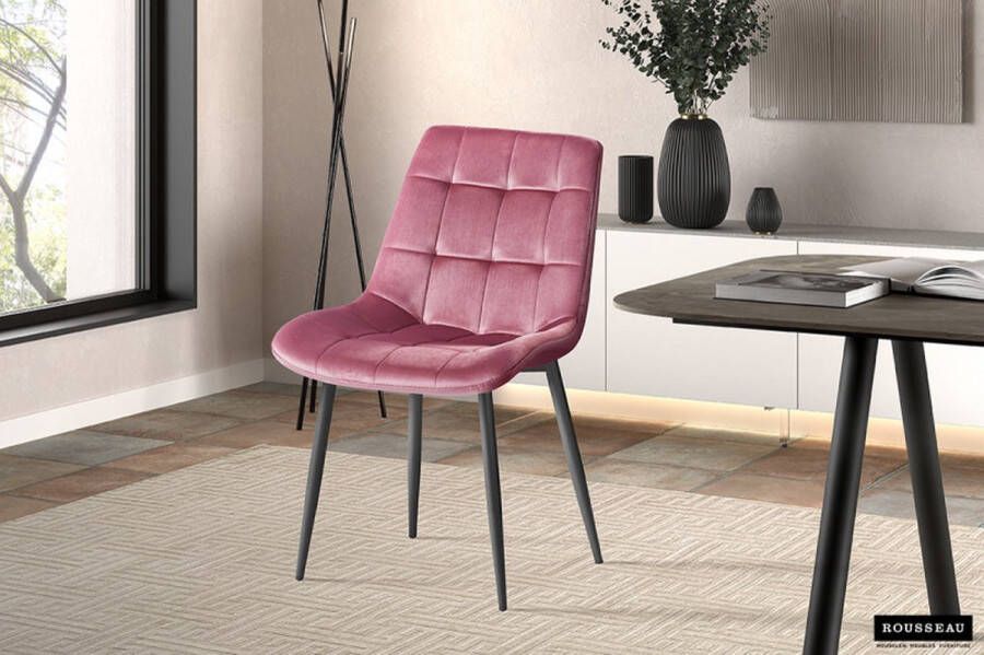 Rousseau Stoel Juta Stof Roze Set van 4 stoelen
