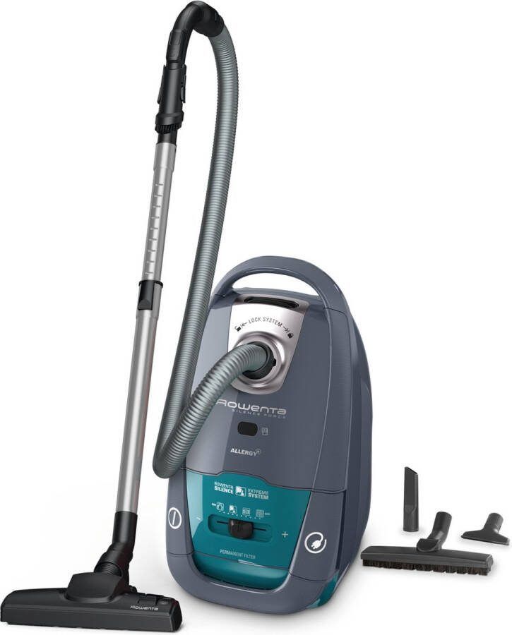 Rowenta Silence Force Allergy+ RO7740 Stofzuiger met zak Blauw Grijs Allergie filter