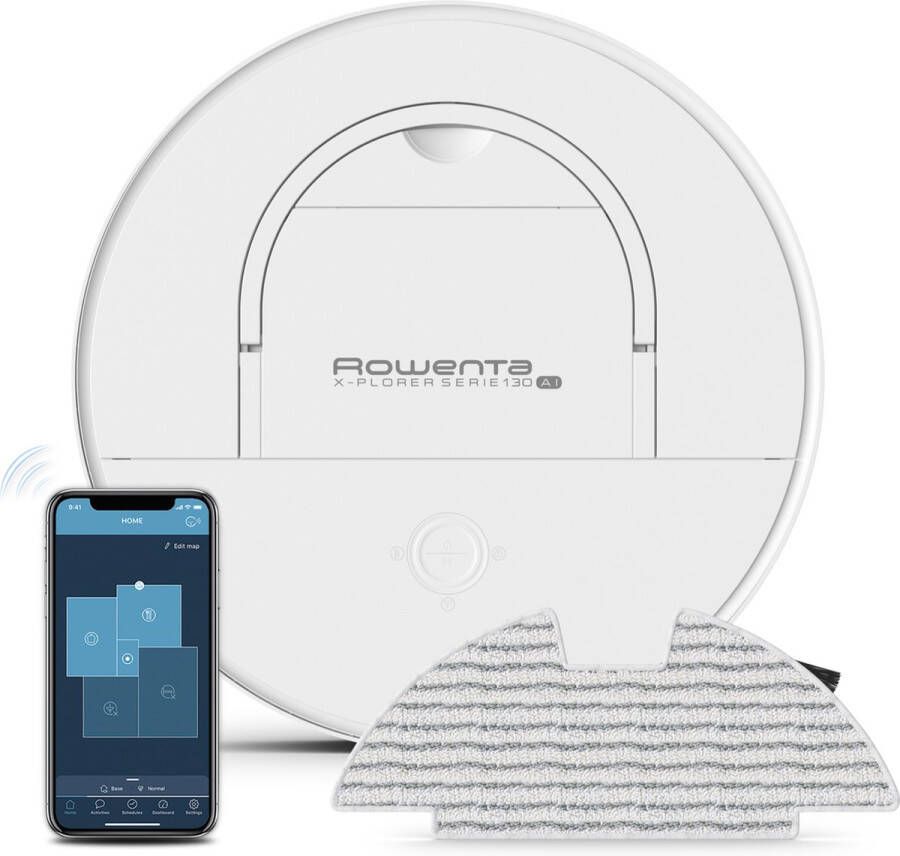 Rowenta X-Plorer Serie 130 RR9067 Robotstofzuiger met dweilfunctie Animal Allergie filter Wit