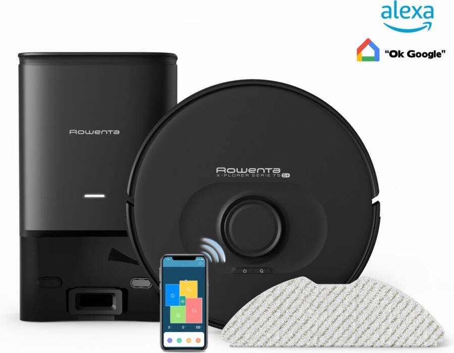 Rowenta X-Plorer Serie 75S+ RR8585 Robotstofzuiger met dweilfunctie Automatisch leegstation Zwart
