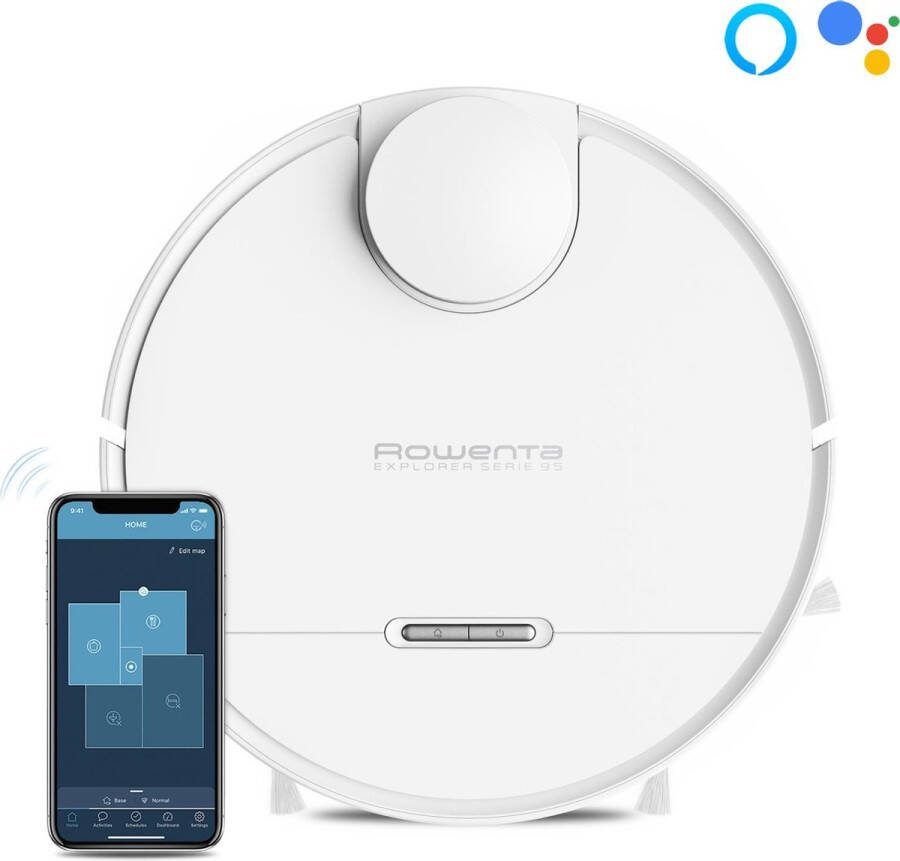 Rowenta Nat-droog-robotstofzuiger RR7987 X-Plorer Serie 95 4 in 1 zuigfunctie uiterst nauwkeurige bediening zuigkracht van 12.000 pa. compatibel met smartphone & spraakondersteuning