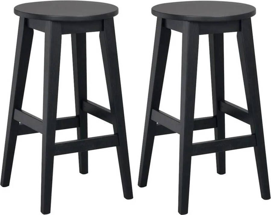 Rowico Home Austin houten barkruk zwart 65 cm Set van 2