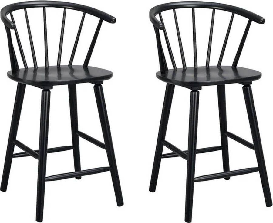 Rowico Home Carmen houten spijlen barkruk zwart 65 cm set van 2