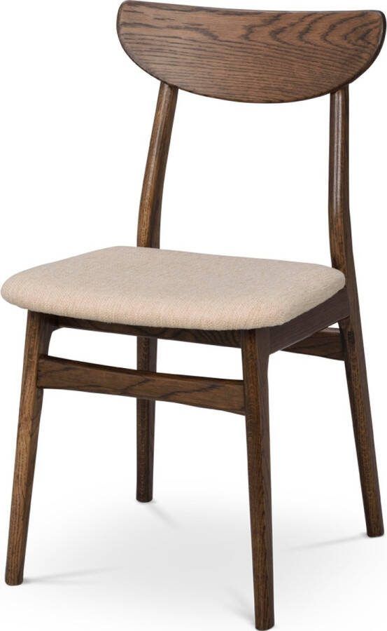 Rowico Home Rodham houten Eetkamerstoel donker eiken gestoffeerde zitting beige