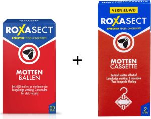 Roxasect Mottenballen 24 stuks & Anti Mottencassette 2 stuks Insectenbestrijding Combipack