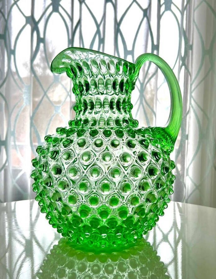 Royal Bohemia Ananas karaf licht groen – handgemaakt -hobnail decanter jug – handmade jar – wijnkan waterkan moderne vaas