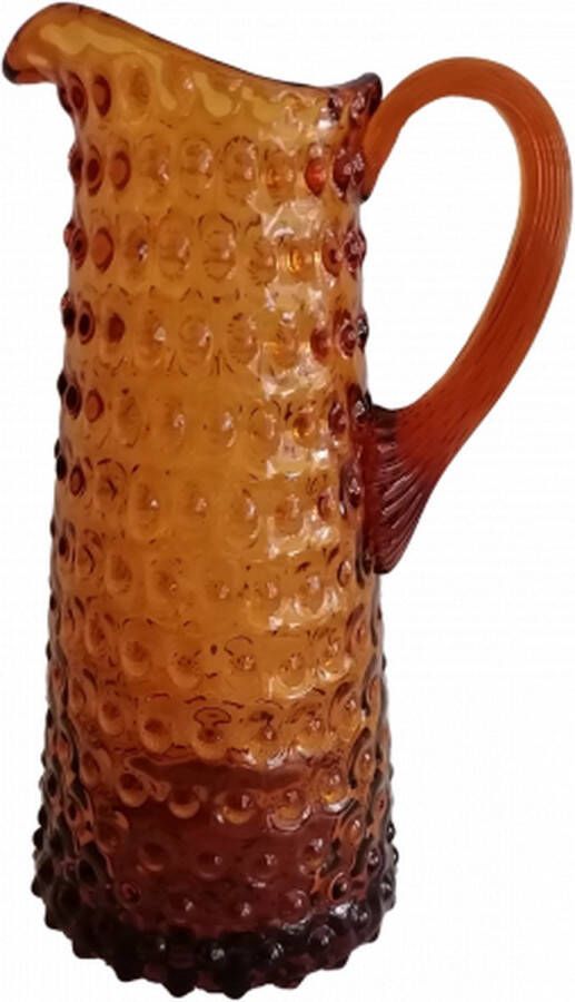 Royal Bohemia HOBNAIL JUG hoge waterkaraf amber goud geel karaffen glas