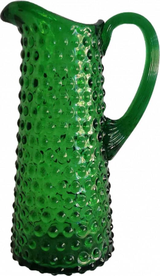 Royal Bohemia HOBNAIL JUG hoge waterkaraf groen karaffen glas