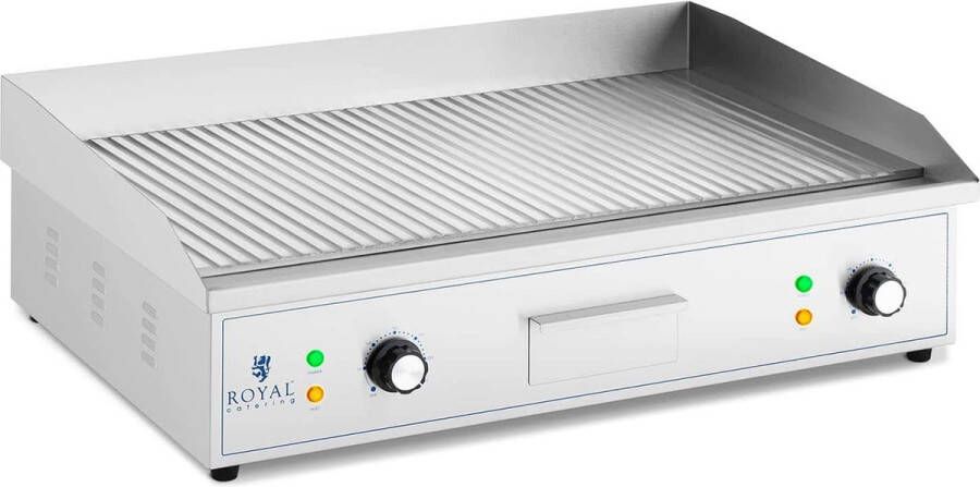 Royal Catering Dubbele elektrische grillplaat 700 x 400 mm Rainurée 4.400 W