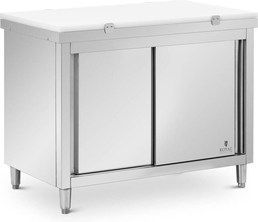 Royal Catering RVS werkkast 120 x 70 cm 500 kg draagvermogen inclusief snijplaat