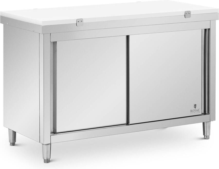 Royal Catering RVS werkkast 140 x 60 cm 500 kg draagvermogen inclusief snijplaat
