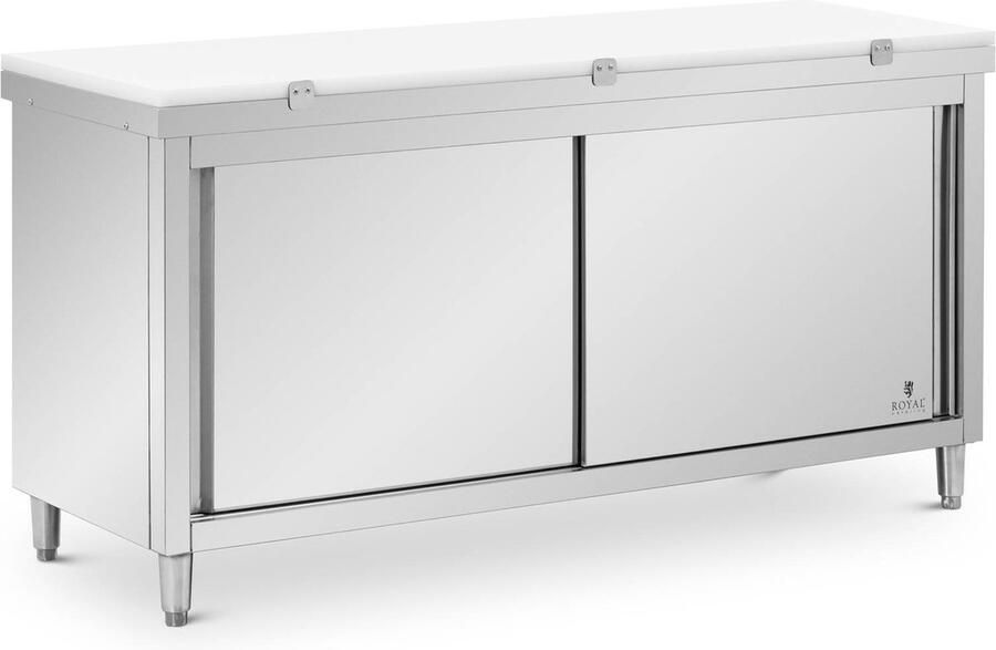 Royal Catering RVS werkkast 180 x 60 cm 500 kg draagvermogen inclusief snijplaat