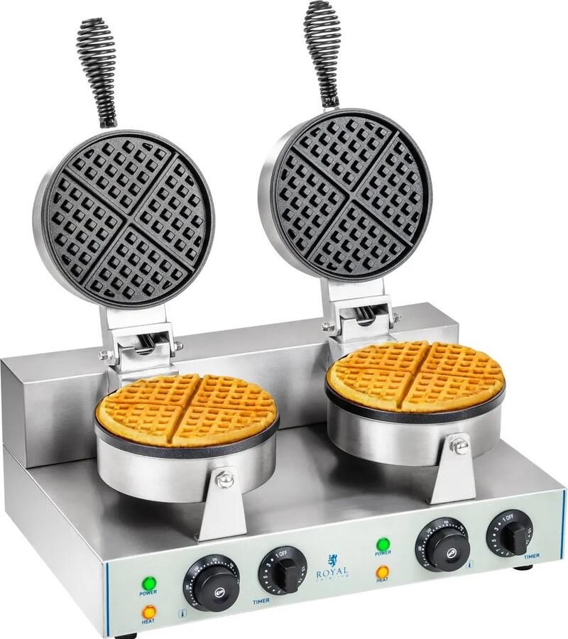 Royal Catering Wafelijzer 2 x 1300 watt Rond